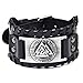 Viking Bracelet Norse Valknut - Nordic Bracelet with Medieval Futhark Rune - Celtic Pagan Jewelry of Amulet (Valknut Silver)