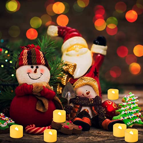 Image of 36 Pack 1.5 inch x 1.2 inch Tea Light Candles Battery Operated, Flameless Flickering LED Tealight Fake Votive Candles, Outdoor Flicker Electric tealights Bulk for Wedding Halloween Christmas Decorations