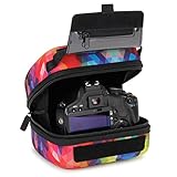 USA GEAR Hard Shell DSLR Camera Case (Geometric) with Molded EVA Protection, Quick Access Opening, Padded Interior and Rubber Coated Handle-Compatible with Nikon, Canon, Pentax, Olympus and More