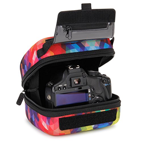 USA GEAR Hard Shell DSLR Camera Case (Geometric) with Molded EVA Protection, Quick
