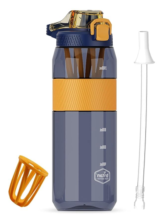 Sport Water Bottle with Marker & Straw, Leakproof Tritan Fruit Infuser BPA Free Water Bottle to Ensure You Drink Enough Water Daily for Fitness, Gym and Outdoor Activity-picture-18