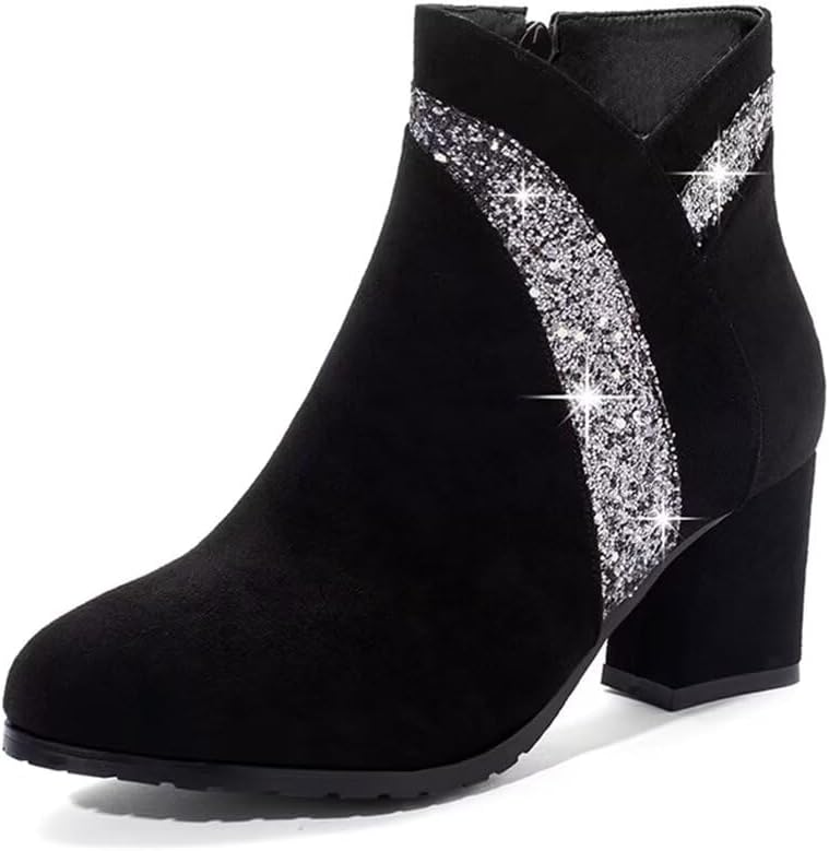 gongxifacai Women Fashion Block Heel - Side Zipper Comfort