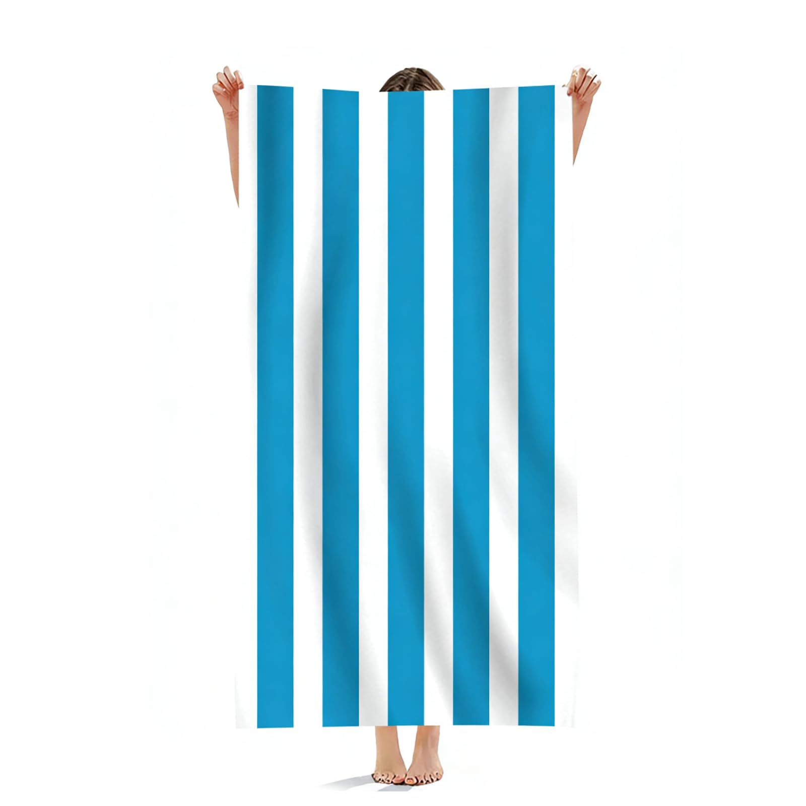 Beach Towe, Blue and White Stripes Beach Towels for Adults, Soft and Lightweight Microfiber Beaches Towel, Quick Dry and Sand Free Large Beaches Towel, for Pool Swim Yoga Camping Gym(75x150cm)