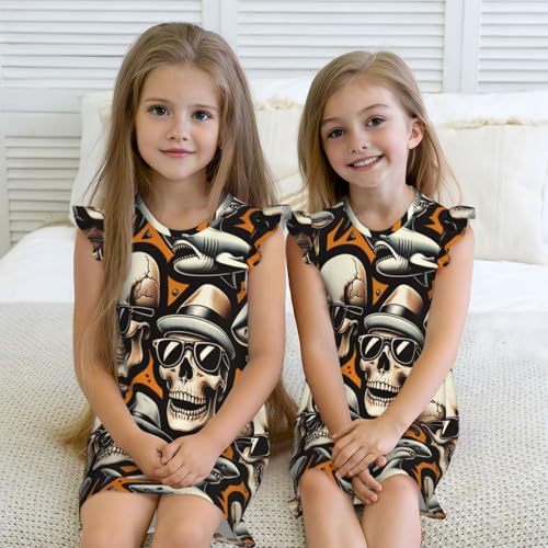 Augenstern Flutter Sleeve Nightgown Hipster-Cool-Shark-Skull Soft Sleepwear Nightdress4