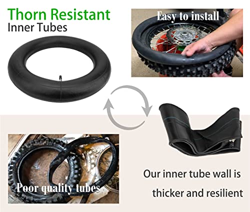 Image of 2 Pack 3.00 /3.50-12 inchDirt Bike Inner Tubes,(80 /100-12)12 inchHeavy Duty Mini Dirt Bike Inner Tube Compatible with Honda CRF50 /XR70,Kawasaki KLX 110,and Yamaha TTR90 /TTR110
