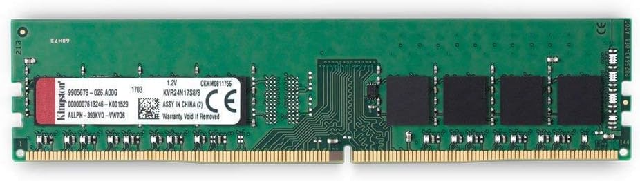 Kingston Technology (KVR24S17S8/8) ValueRAM 8GB 2400Mhz DDR4 Non-ECC ...