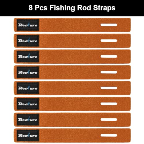 Realure 8 Pcs Fishing Rod Straps Adjustable Neoprene Ties Straps Elastic Fishing Rod Belt Ties for Fixed Fishing Rods Gear Strap Spinning Rod Sea Rod Feeder Rod Carp Rod Wrap Protectors - Image 2