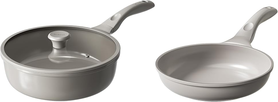 Redchef Ceramic Frying Pan with Lid, Nonstick Saute Pan Cookware All Cooktop Compatibility, Stay-Cool Handles, PFOA Free, Healthy Coating, Tempered Glass Cover, Even Heat