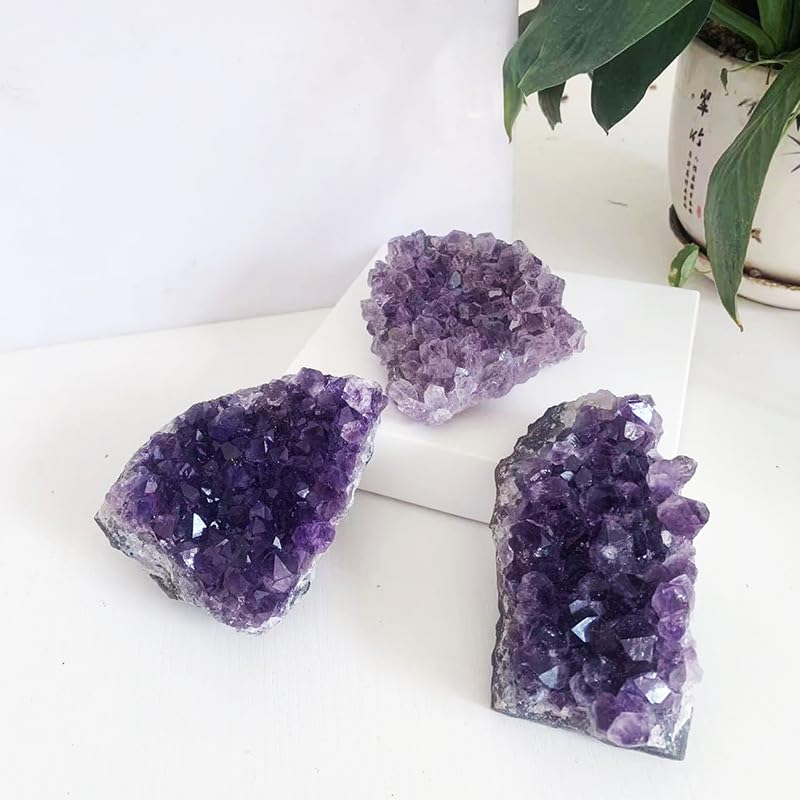 Améthyste contre le stress de bureau : bloc de cristal violet 400g avec support - 3