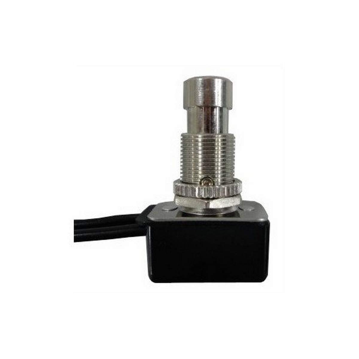 Morris 70161 Push Button, Nickel, SPST, Maintained Contact, On-Off, 6-inch Leads