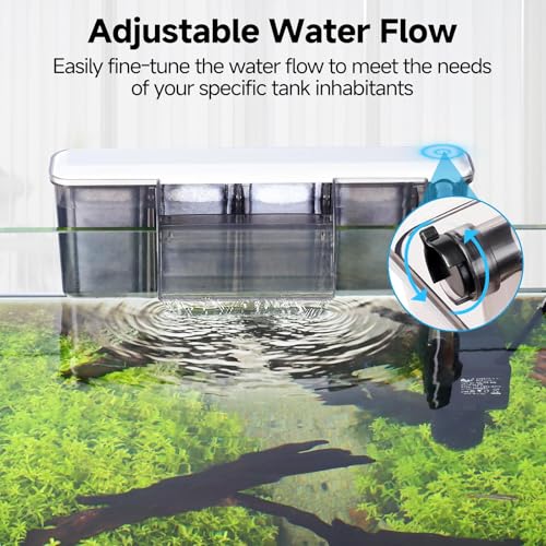 Image of AQQA Quiet Hang on Back Aquarium Filter for 30-50 Gallon, Fish Tank Filters with Adjustable Flow, Auto Start Powerful Filtration HOB Filter, Easy Install for Freshwater Aquariums,8W 200GPH