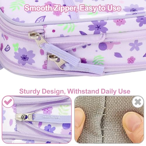 Image of Cute Kids Pencil Case - Girls Pen Pouch Large School Organizer | Pen Bag & Smooth Zipper, Multi-Slot Storage, Mesh Pocket, 900D Water Resistent, Giftable School Supplies, Purple Unicorn