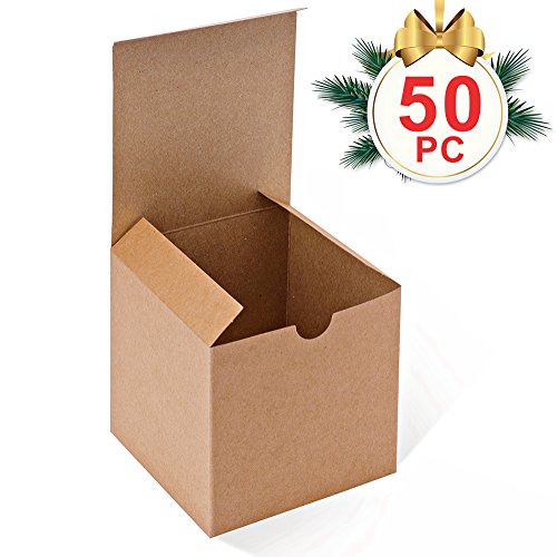 Mesha Brown Gift Boxes 4X4X4'' Square Gift Box With Lid, 50 Pcs, Bridesmaid Proposal Gift Box, Cupcake Boxes, Godmother, Groomsmen Proposal Gift Box, Birthday Gift Box, Party/Wedding Favors, Diy Crafting #TOP1