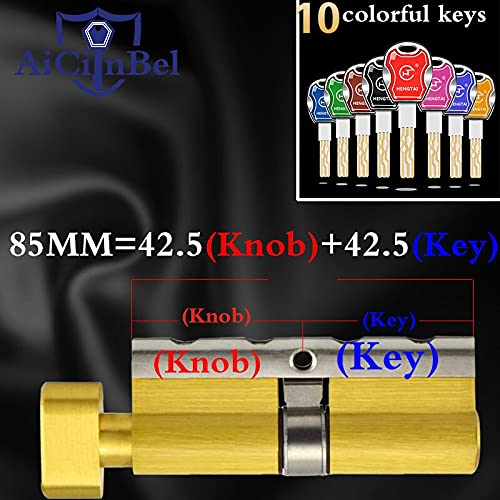 Porta serratura Cilindro Single Sided Break Anti Anti Acciaio Inox Brass Brass Cylinder 60 65 70 75 80 85 90 95 100mm (Color : 85MM)