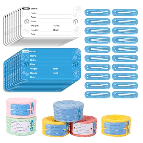 Image of Caydo 20 Set Yarn Information Tags with Clips for Yarn Storage Organizer