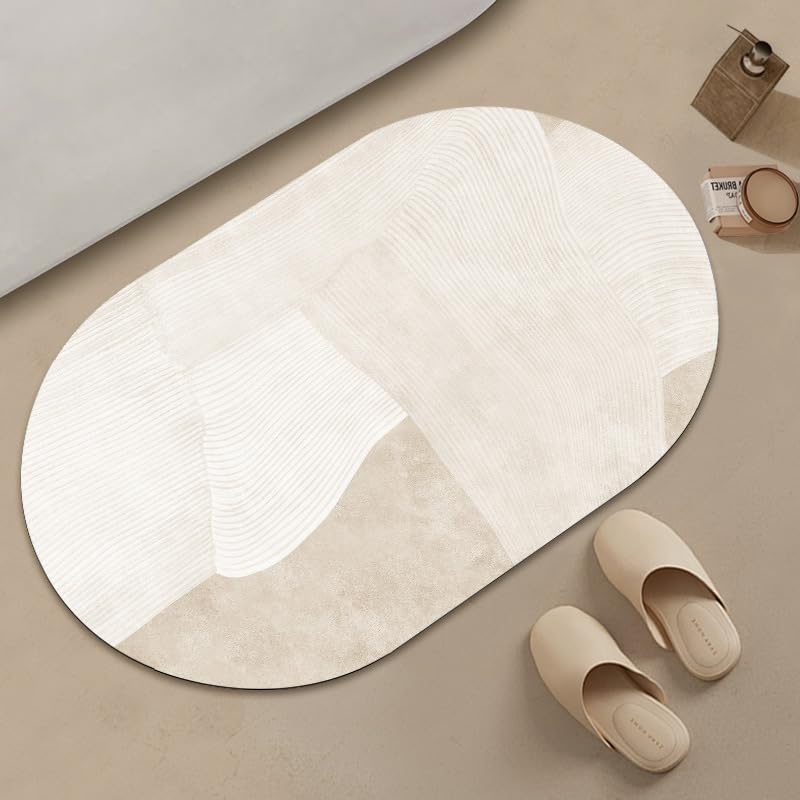 GUGJHFVH Oval Machine Washable Living Room Rugs Bedroom Kitchen And Hallway Office Low Pile Non Slip Rugs Not Easy To Fall Off Beige/Brown 4,80 x 120 cm โ image 1