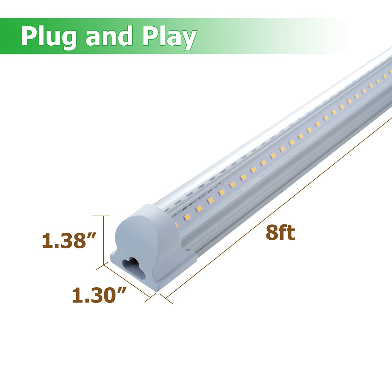 48 Pack LED Shop Light Fixture 8FT 75W Integrated V Shaped Tube Light Linkable White Daylight 6000k Garage — view 8