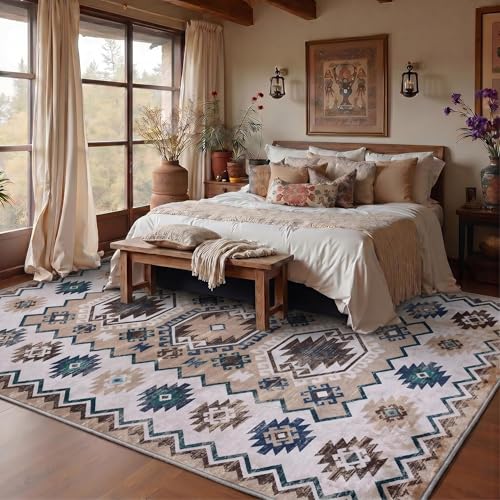 Image of Medallion Vintage Look Carpet for Living Room Bedroom Dining Room | Washable Area Rug with Non Slip TPR Backing | Modern Floor Carpet for Home(Design06-22x55 Inches)