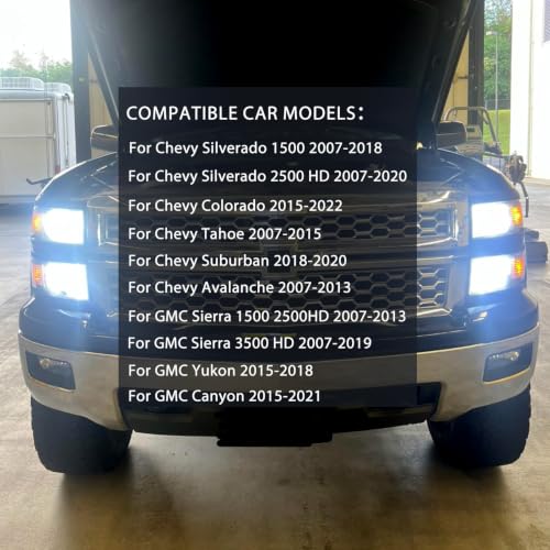 Image of Driving Light Bulbs Set Compatible for Chery Silverado 1500(2007-2018) 2500HD 3500HD(2007-2020),High Beam Low Beam Fog Light Bulbs Kit,Easy Direct Fit,6500K White Light Combo, IP68 Pack of 6
