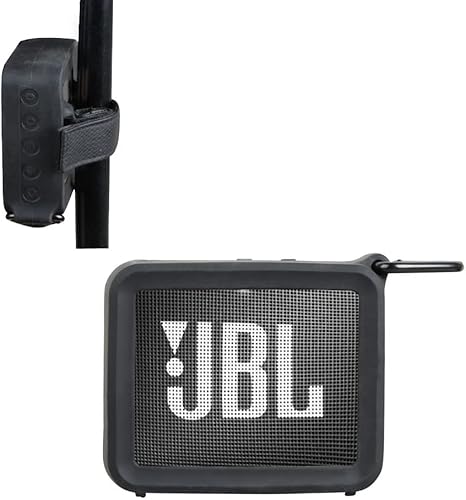 Hermitshell Funda de transporte de silicona de repuesto para JBL GO2, altavoz Bluetooth ultra portátil impermeable con correa extraíble (negro 2)