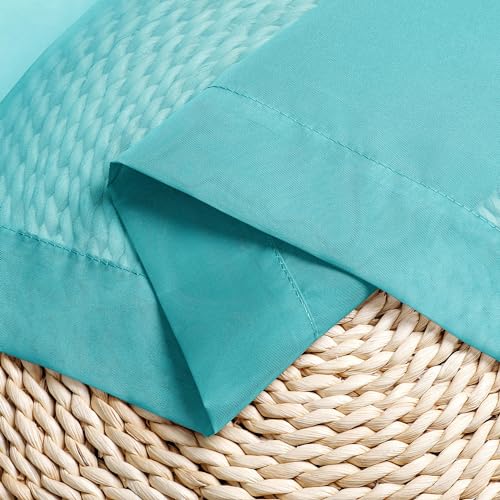 Image of Chyhomenyc Turquoise Sheer Curtains 54 Inch Long 2 Panels, Light Filtering Rod Pocket Voile Short Curtains Drapes for Living Room Bedroom Small Windows, 42Wx54L Inches