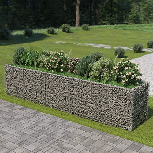 Vidaxl Gabion Raised Bed Outdoor Gardening Backyard Park Stone Cage Basket Landscape Garden Planter Container Flower Box Galvanized Steel 106.3" #TOP1