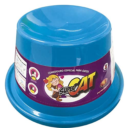 Furacão Pet Comedouro Plast. Gato Super Cat - 200 Ml (Azul)