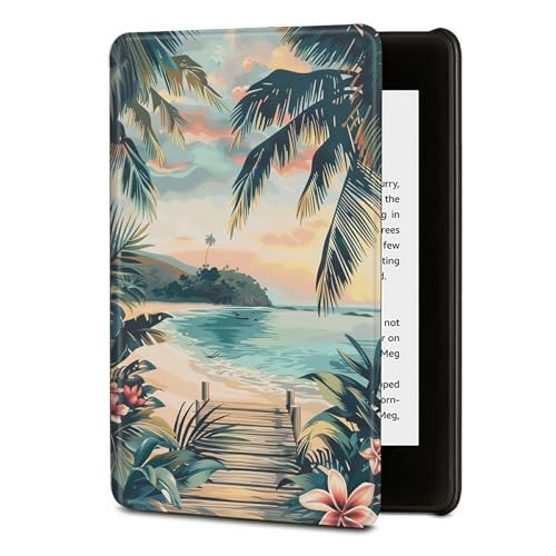 Case for 6' All-New Kindle (11th Generation-2024/2022 Release) PU Leather Cover with Auto Sleep Wake for Kindle 2024/2022 11th Gen e-Reader, Summer Beach