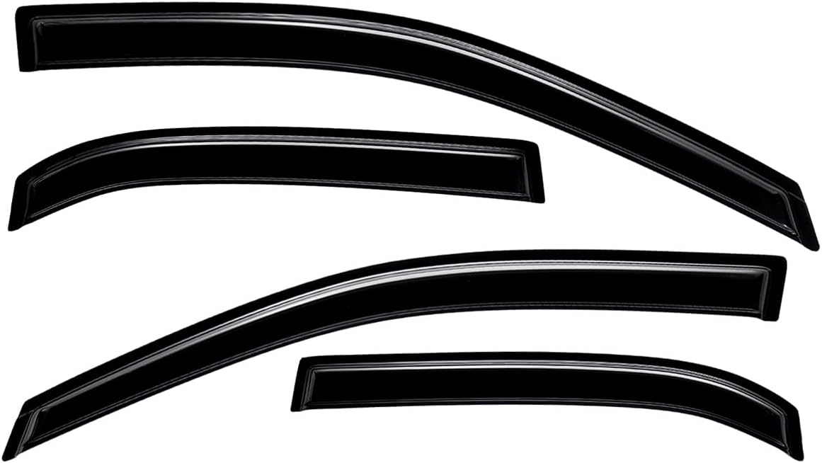 Lightronic Extra Durable Outside-Mount Auto Vent Window Visor, Fits 2005-2010 Hyundai Sonata (Old Body Style), UV Protection Rain Guard, Original Wind Deflector, No-Drill Install, Dark Smoke, 4Pcs