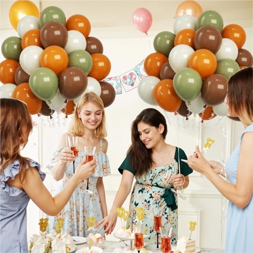 Image of Funhot Sage Green Brown Balloons Set, 60 Pcs Jungle Safari Party Balloons, 12 Inch Olive Green Orange Beige Latex Balloon Helium for Kids Wild Woodland Birthday Wedding Baby Shower Party Decorations