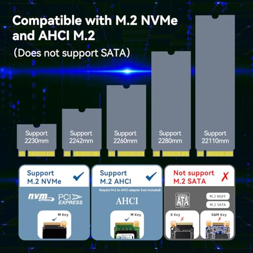 Image of Rosewill M.2 NVMe Cloner + Eraser, M.2 Duplicator Dual Bay NVMe Enclosure, Tool-Free 20Gbps USB3.2 Gen 2X2 SSD to USB Adapter M.2 Docking Station for M Key PCIE NVMe SSD Reader, Offline Clone & Erase