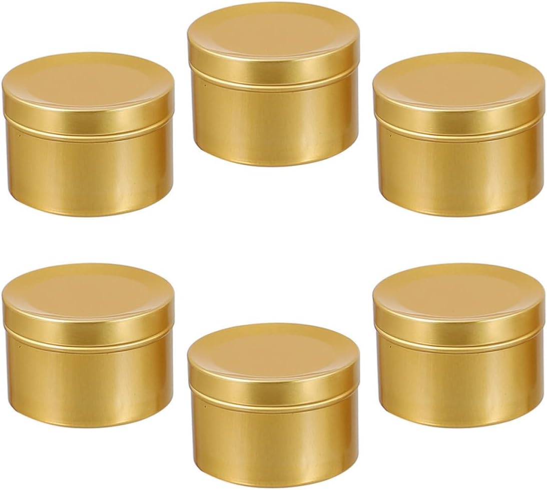 Alipis 6pcs Empty Aluminum Candle Containers 50ml Golden Reusable Sealed