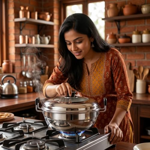 Image of Garuda Induction Multi-Kadai 4-in-1 with Glass Lid, with 7 Plates for Idli, Dhokla, Patra and mini idli
