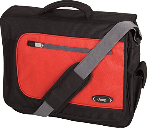 Preisvergleich Produktbild Jeep Bristol Laptop Umhängetasche, Schwarz / Rot