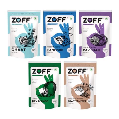 Image of Zoff Chaat Starter Spices Kit 5 Exotic Blends | Pure & Fresh Masala | No Added Color or Preservatives | 500g