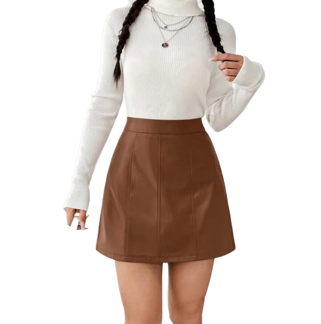 Janak 'n' MasaayaDN- 182- Faux Leather Mini Panelled Skirt