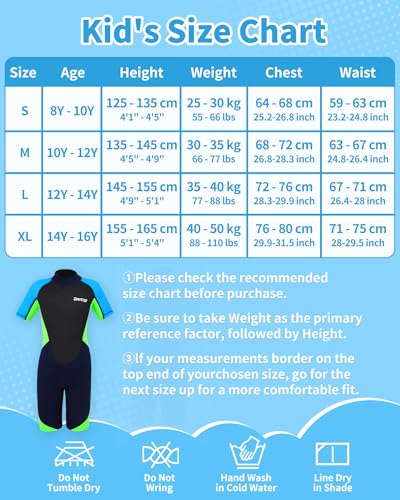 Yueta Wetsuit Kids Shorty, 2.5mm Neoprene, Junior Wetsuit Shortie Teenager Boys, Back Zipper for Swimming Diving Water Sports - Image 2