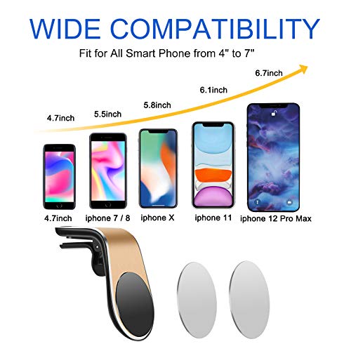 Magnetic Phone Car Mount, [Super Strong Magnet ] 2 Metal Plate Universal Air Vent Stand 360° Rotation GPS Car Phone Holder Compatible with Apple for iPhone, for Samsung LG,Mini Tablet All Cell Phones - Thumbnail 5