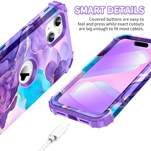 Bqqfg 18A0022-7 For Iphone 13 Case,Three Layer Heavy Duty Shockproof Protection Hard Plastic Bumper + Soft Silicone Rubber Hybrid Protective Case thumb #3