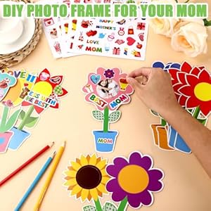 Qyeahkj 32 Pack Mother's Day Picture Frame Craft Kits for Kids DIY Flower Photo Crafts with Stickers Spring Plant Picture Paper Arts Crafts Gifts Bulk for Mom Home Class Kindergarten Party Decor Qyeahkj 32 Pack Mothers Day Picture Frame Craft Kits for Kids DIY Flower Photo Crafts with Stickers Spring Plant Picture Paper Arts Crafts Gifts Bulk for Mom Home Class Kindergarten Party Decor
