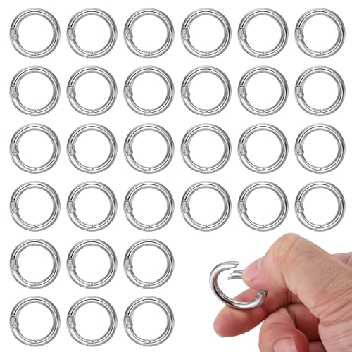 30 Piezas Mosquetón Redondo, 26mm Mosquetón Anillo de Resorte, Ganchos de Resorte Anilla de Aleación de Zinc, Hebillas de Resorte Redondas con Apertura de Resorte para Llavero Bolsa Manualidades