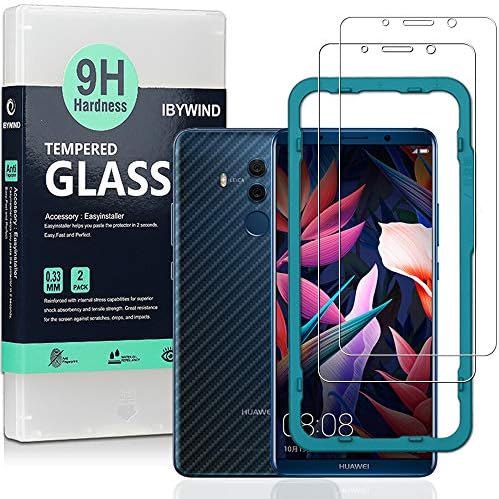Ibywind Screen Protector For Huawei Mate10 Pro,with 2Pcs Tempered Glass,1Pc Backing Carbon Fiber Film [Fingerprint Reader,Easy to install]