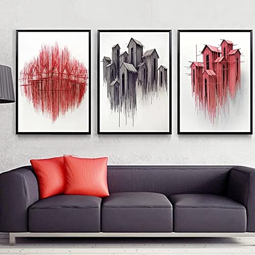 Peinture murale de restaurant nordique en tirages d'art moderne, lot de 3 toiles abstraites 50x70