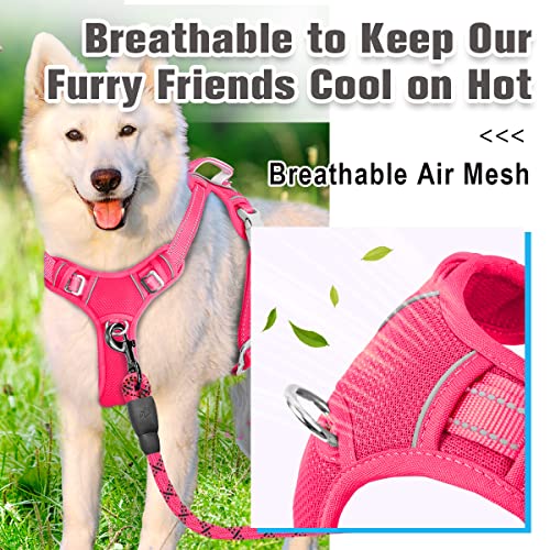 Barkbay No Pull Dog Harness Front Clip Heavy Duty Reflective Easy Control Handle For Large Dog Walking With Id Tag Pocket(Pink,Xl) #TOP6