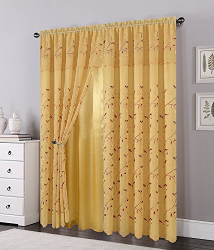 Elegant Comfort Luxury Curtain/Window Panel Set with Attached Valance and Backing 54