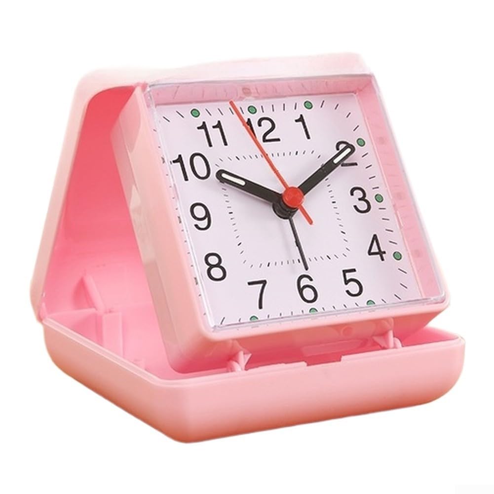 Silent Square Alarm Clock Foldable Quiet Sweep(Red)