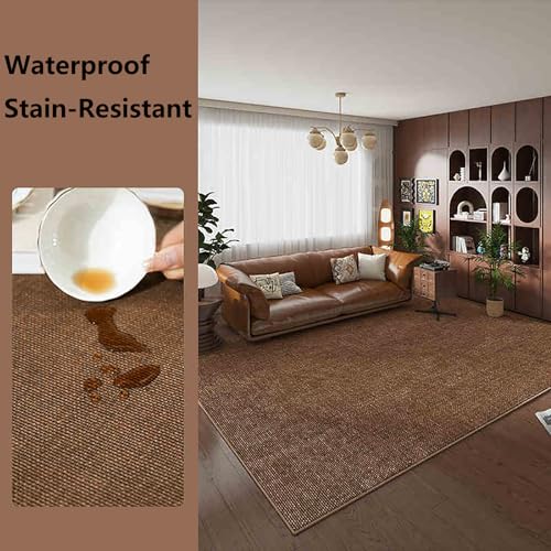 Tapis de sol pour salon, texture unie, aspect jute synthétique, antidérapant, résistant aux taches, lavable
