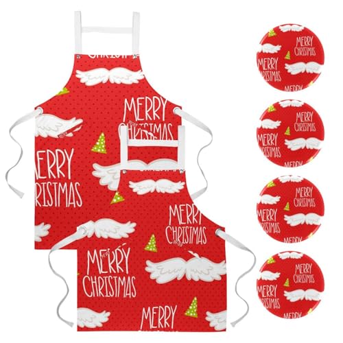 Tablier de cuisine avec 4 broches amovibles motif sapins