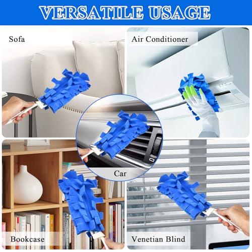 Image of 20Pcs Fleece Duster Refills, Reusable Dusters Compatible with Swiffer with 3pcs Handles, Washable Dusters Pads for Cleaning Ceiling Hardwoods Window Kitchen Floor 5 Colors