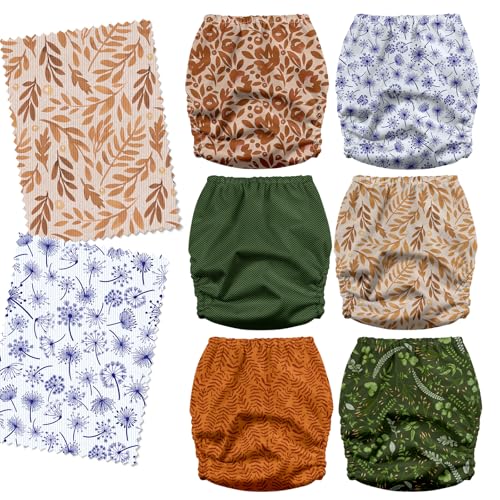 Image of Mama Koala 3.0 Cloth Diapers for Babies with Suede Cloth Lining, 6 Pack with 6 Natural Diaper Inserts - Reusable Pocket Diapers (Neutral Leaves)